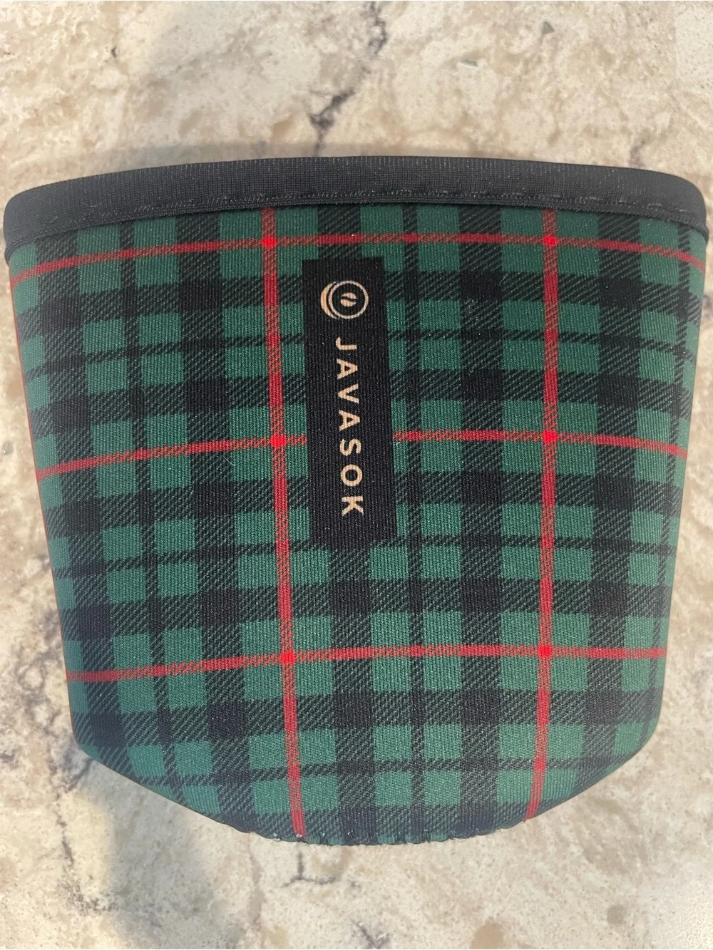 JAVASOK Green Plaid Insulated Cold Cup Sleeve/Koozie, Small
